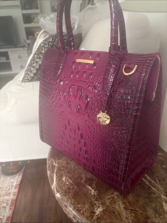 Brahmin Handbags - Brahmin Croc-Embossed Magenta Satchel